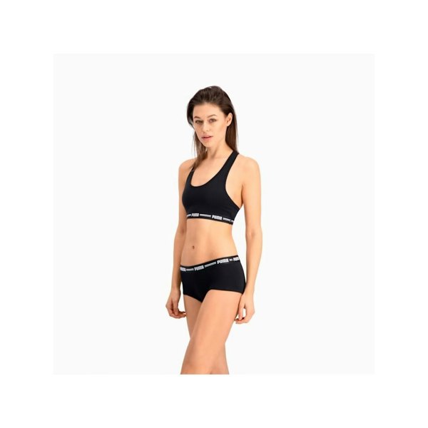 Puma Striped Logo Racerback Bra Top, Black
