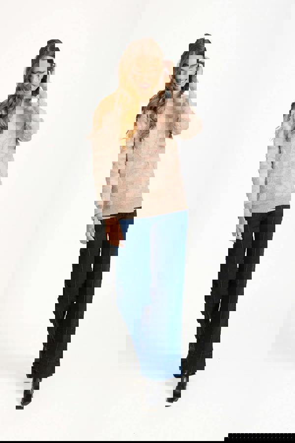 Mudflower Leaf Print Fluffy Yarn Jumper