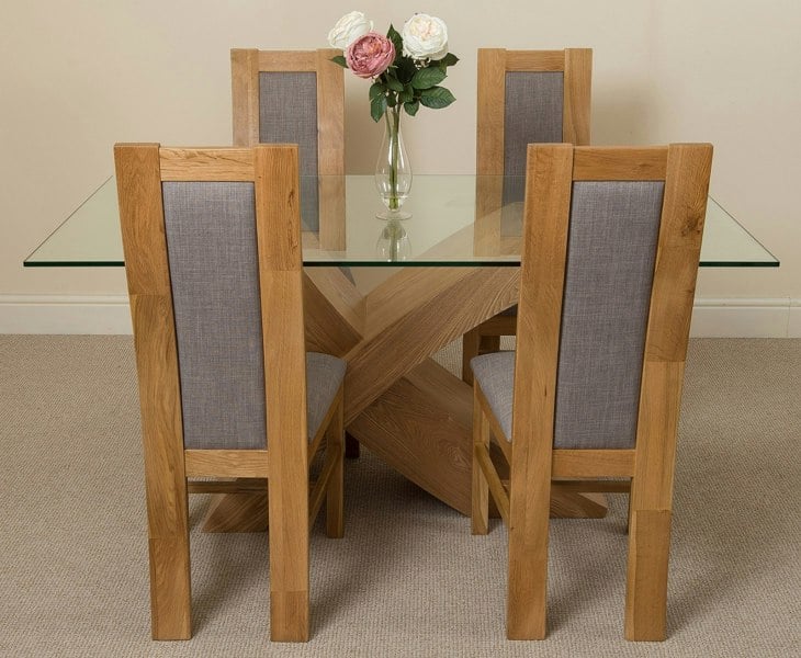 That's Furniture Valencia Oak Small Glass Dining Table & Stanford Oak Chairs