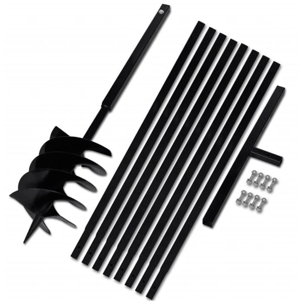Berkfield Ground Drill with Handle 200 mm with Extension Tube 9 m Steel