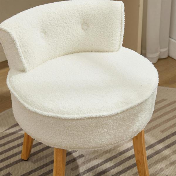 Living and Home Teddy Fleece Dressing Table Stool with Solid Wood Legs
