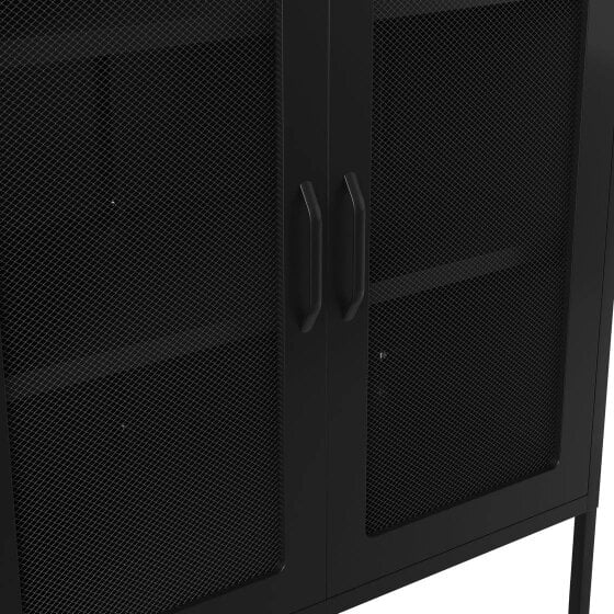 Wyld Haus Patak Black Metal Mesh Cabinet 2 Doors 2 Shelves