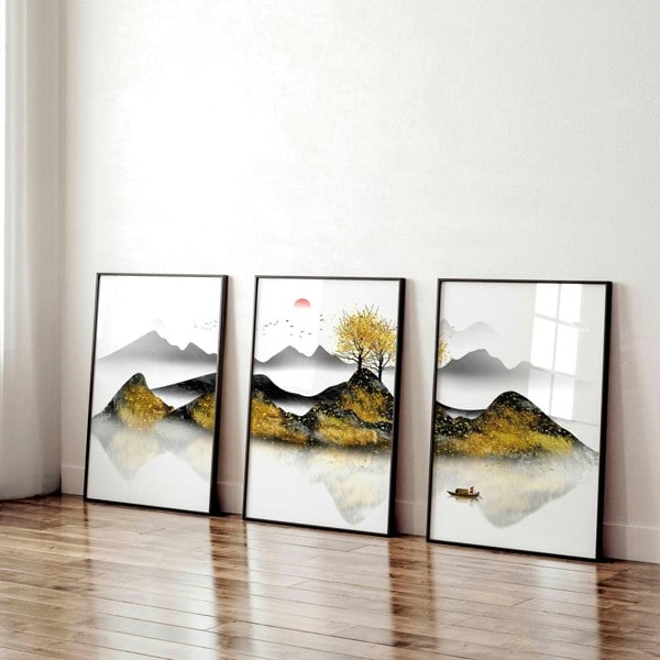 Home office decor ideas | set of 3 Japanese wall art