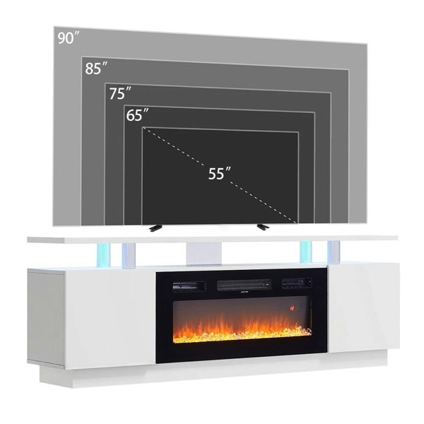 Modern Electric Fireplace TV Stand with Adjustable Flames and Stylish Storage Living and Home