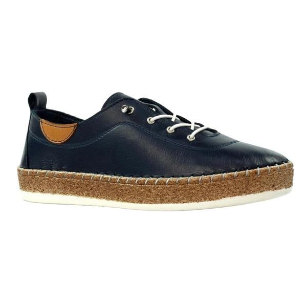Lunar Womens/Ladies Evie Leather Plimsolls - Navy - 