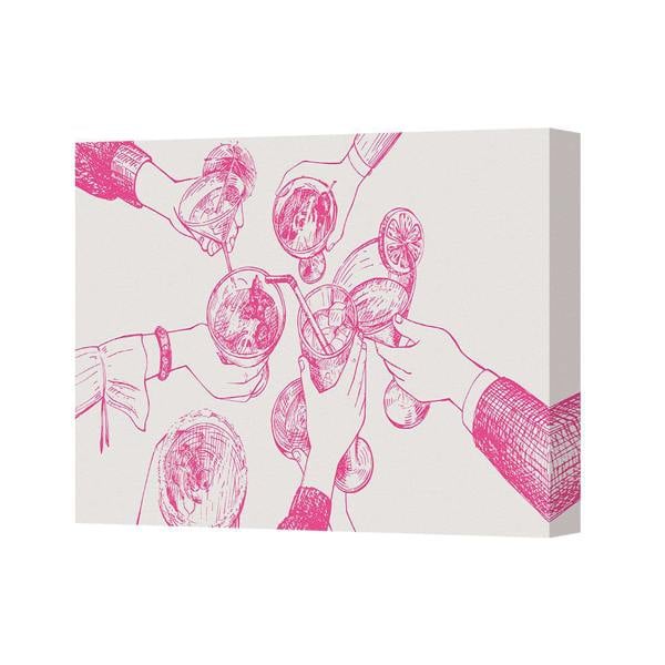 Benjamin Tate Design Canvas Wall Art Pink Drink Toast Sketch 1983 Edition