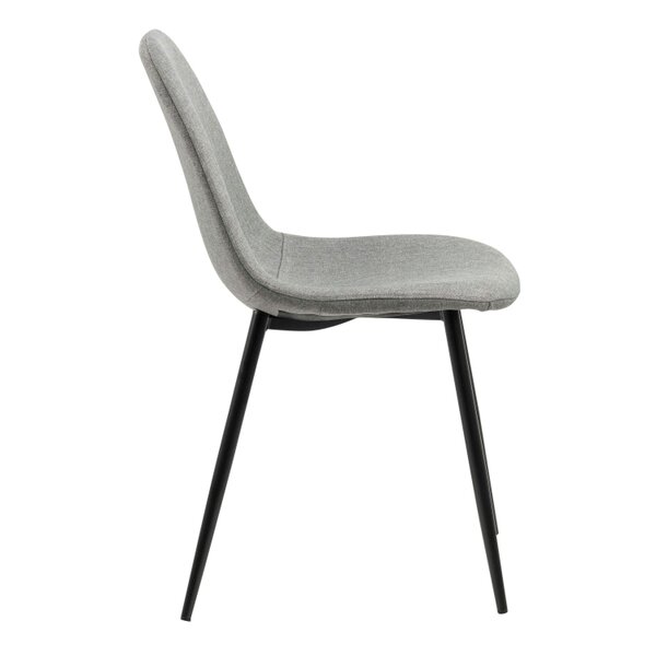 Wyld Haus Set of 4 Venice Light Grey Fabric Dining Chairs with Black Steel Legs