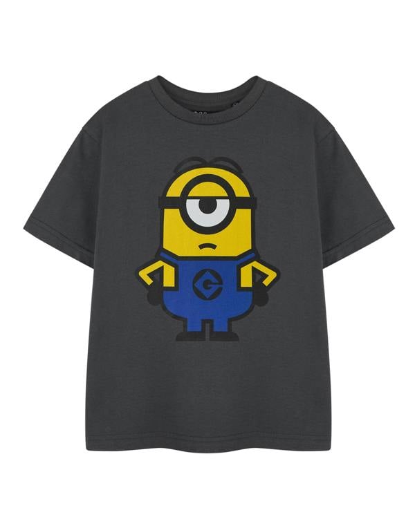 Minions Unisex Kids Grey Minion Short Sleeved T-Shirt