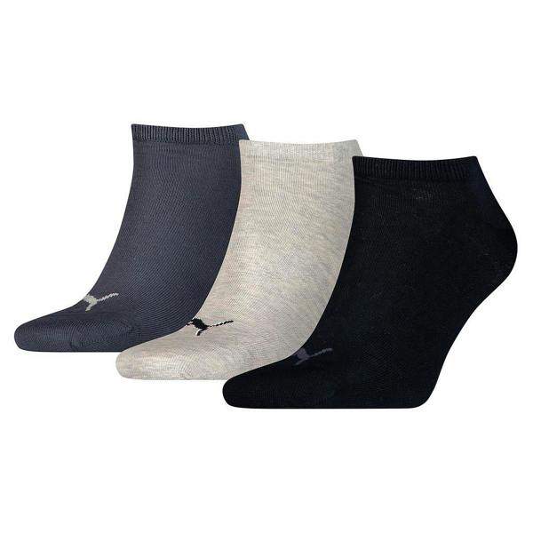 Puma Unisex Adult Invisible Socks (Pack of 3) - Navy/Light Grey/Black - 