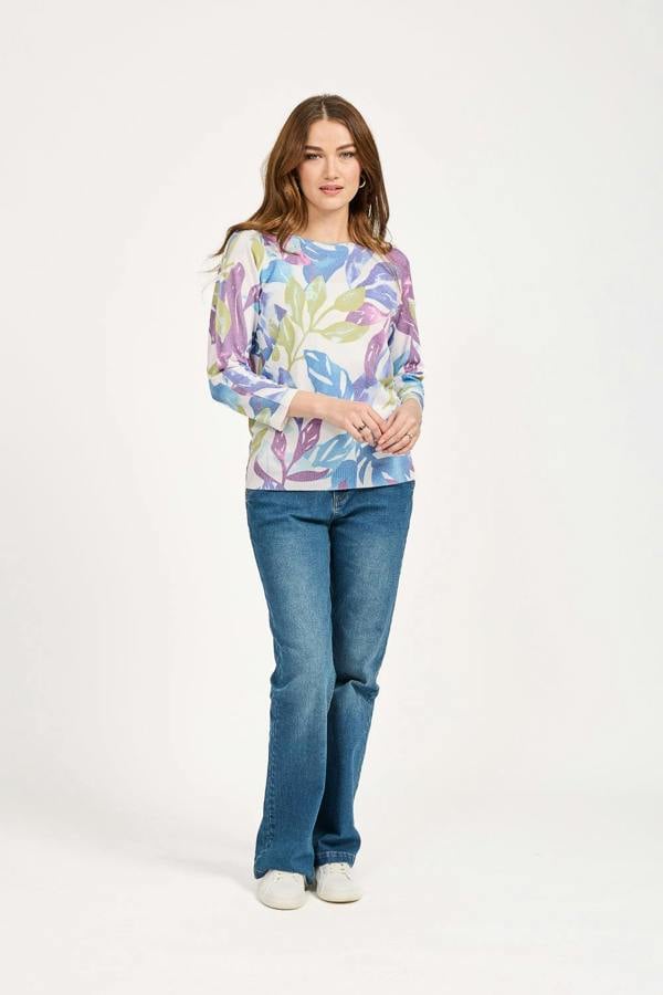 Mudflower Leaf Print Light Knit Jumper