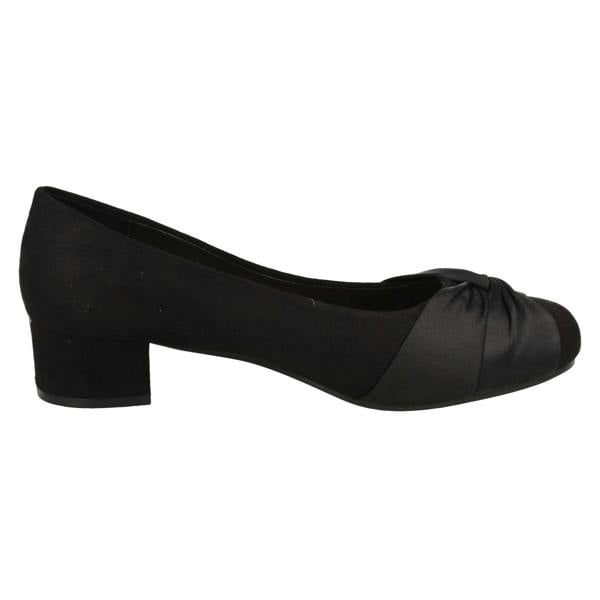 Spot On Ladies Spot On Block Heel Wide Fit Formal Satin Bow Court Shoes  F90150
