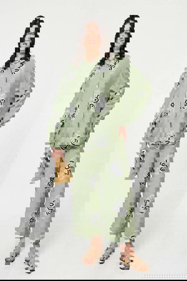 Khaki | Curve Embroidered Relaxed Shirt