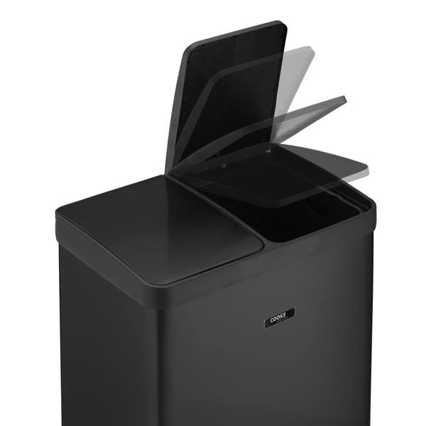 Cooks Professional 60L Recycling Pedal Bin | Dual Pedal -Black