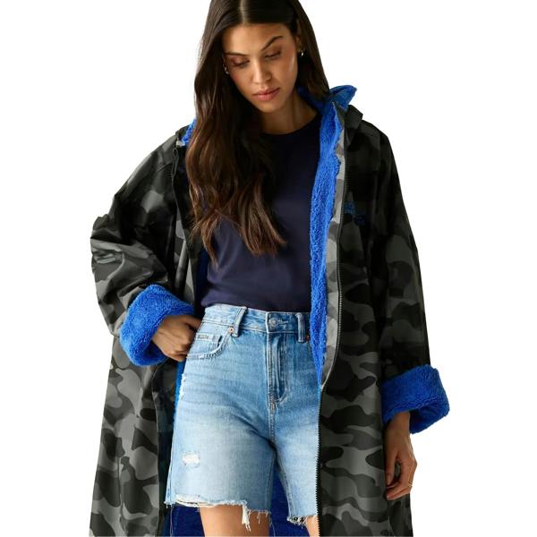 Regatta Unisex Adult Camo Waterproof Changing Robe - Grey/Sonic Blue - 