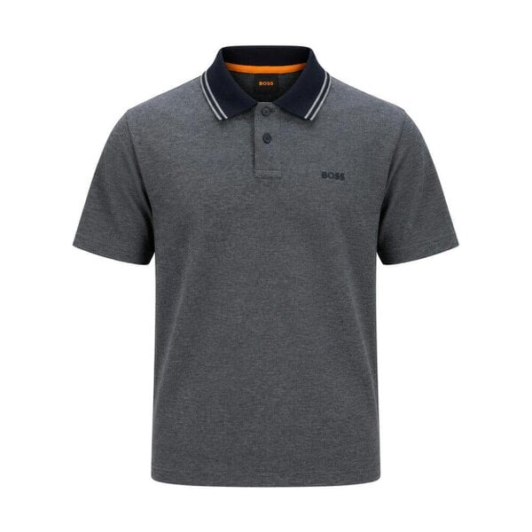 BOSS Relaxed Fit Oxford Piqué New Polo Shirt Dark Blue