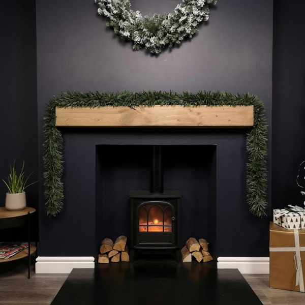 Samuel Alexander 3m x 15cm Festive 6 Ply Chunky Green Pine Christmas Tinsel Garland Decoration