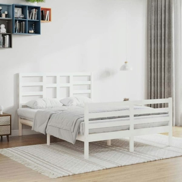 Berkfield Bed Frame White Solid Wood 140x200 cm