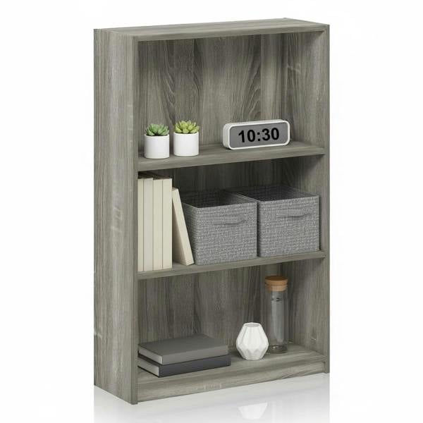 WALPLUS JAYA Simple Home 3-Tier Adjustable Shelf Bookcase, French Oak Grey | Luxury Wall Decor for Living Room & Bedroom