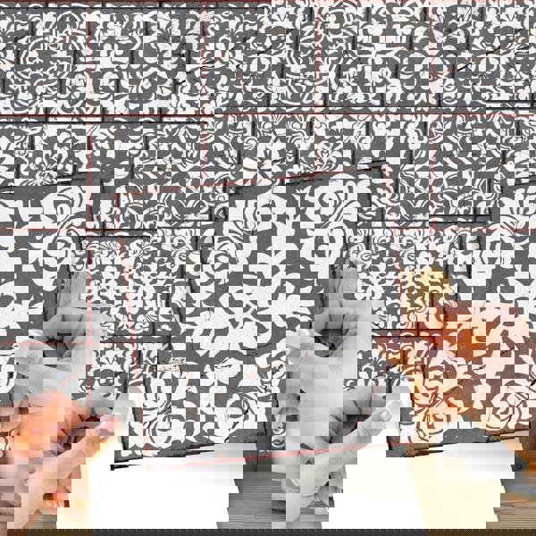 WALPLUS WT1543 - Vintage Cracked Design Medieval Tiles Wall Stickers - 15 cm x 15 cm - 24 pcs