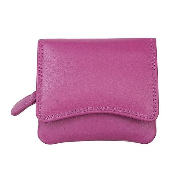 front view of fuchsia soft leater purse giorgia verona