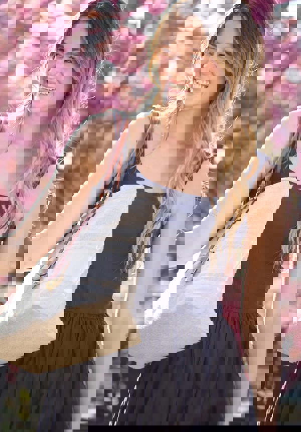 Cora Sleeveless Jersey Bodice Embroidered Midi Dress In Navy - image 3