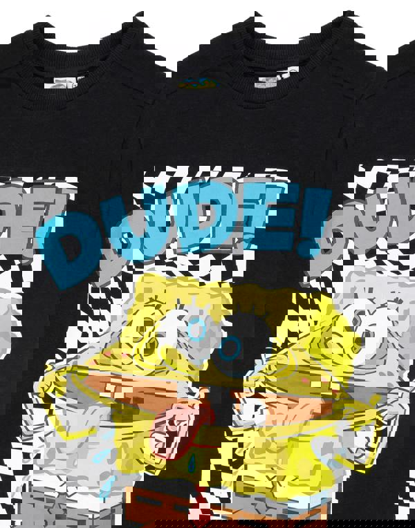 SpongeBob SquarePants Boys Black Dude! Spongebob Placement Print Short Sleeved T-Shirt