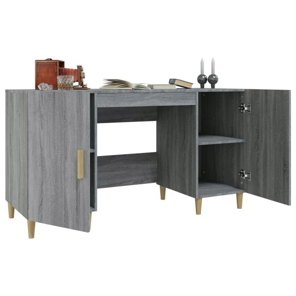 Berkfield Desk Grey Sonoma 140x50x75 cm Engineered Wood