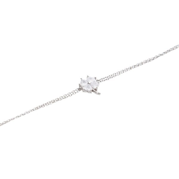 Sterling Silver Clover Bracelet - White - Spero London