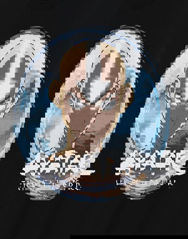 Avatar: The Last Airbender Mens Black Aang Circle Short Sleeved T-Shirt