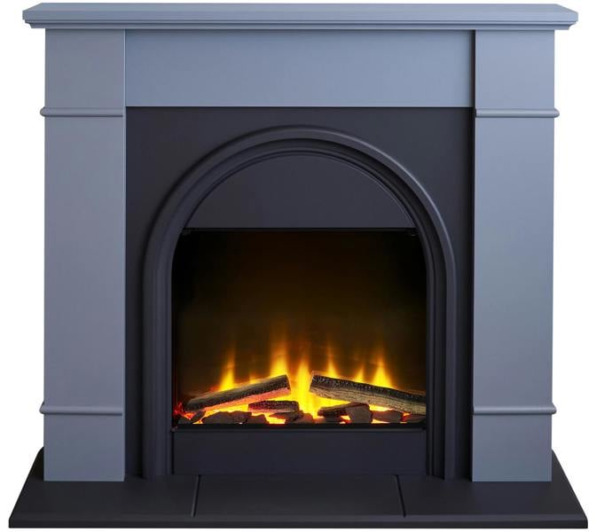 Adam Chesterfield Electric Fireplace Suite in Grey & Charcoal Grey, 44 Inch