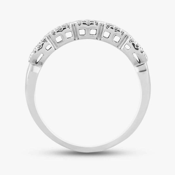 T. H. Baker 18ct White Gold 0.58ct Baguette & Brilliant Cut Diamond Half Eternity Ring R33995 18KW