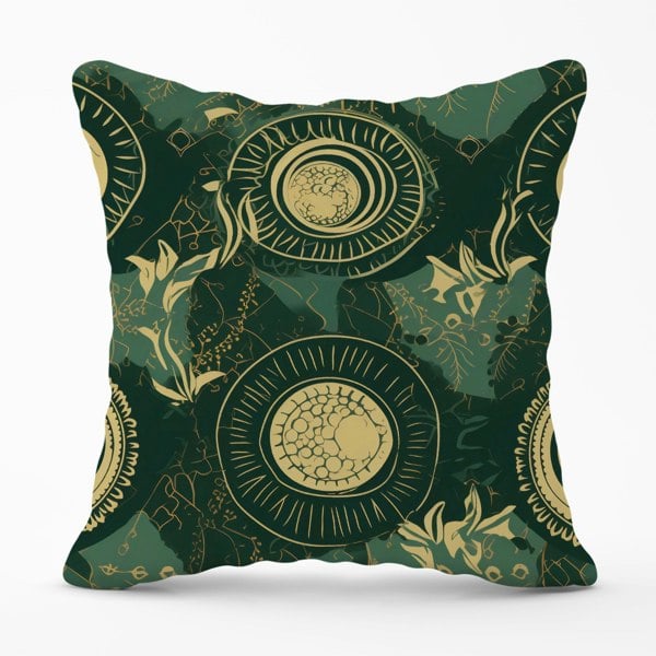 Warren Reed Abstract Green Gold Moon Pattern Cushions