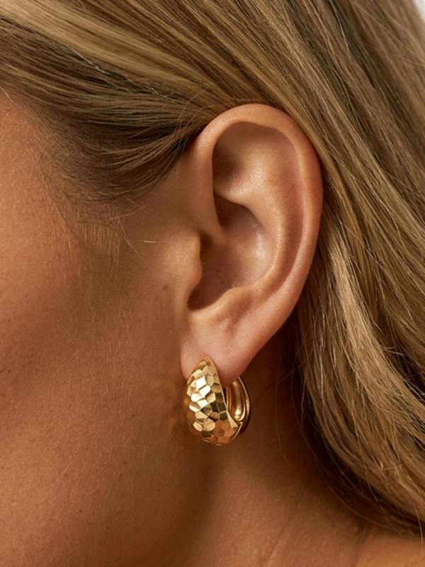 MUCHV Two-Tone Textured Teardrop Hoop Earrings