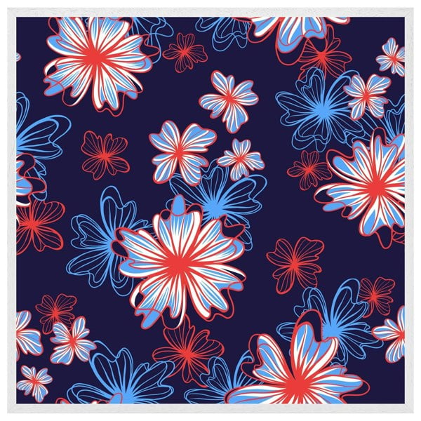 Benjamin Tate Design Red, white & blue flower print (picture Frame)