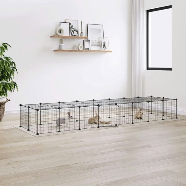 Berkfield 36-Panel Pet Cage with Door Black 35x35 cm Steel