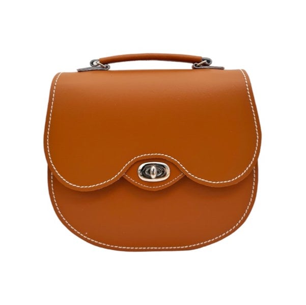 Zatchels Handmade Leather Twist Lock Saddle Bag - Burnt Orange