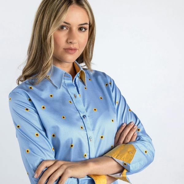 ZIGZAG SUNFLOWER WOMENS PRINT SHIRT - Premium Men's Patterned Shirt by Claudio Lugli | Bold Design, Tailored Fit, Best Printed Shirts