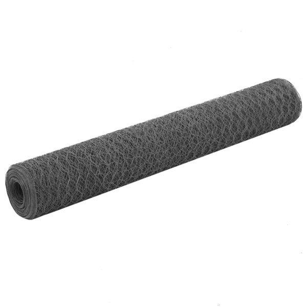 Berkfield Chicken Wire Fence Steel with PVC Coating 25x1 m Grey