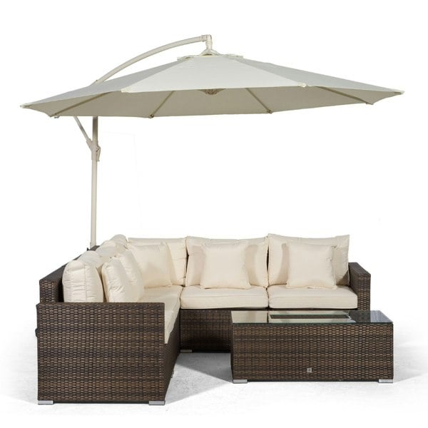 Giardino Havana 5 Seat Rattan Corner Sofa Set with Drinks Cooler Coffee Table