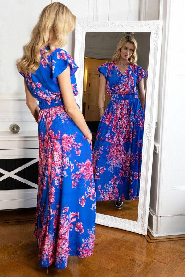 HotSquash Chiffon Mock-Wrap Maxi Dress