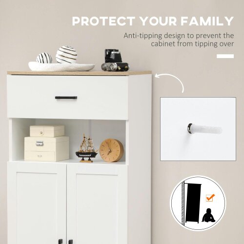 Wyld Haus Yoelna 130cm Wooden White Nordic Kitchen Cabinet 1 Drawer 2 Doors And Open Counter