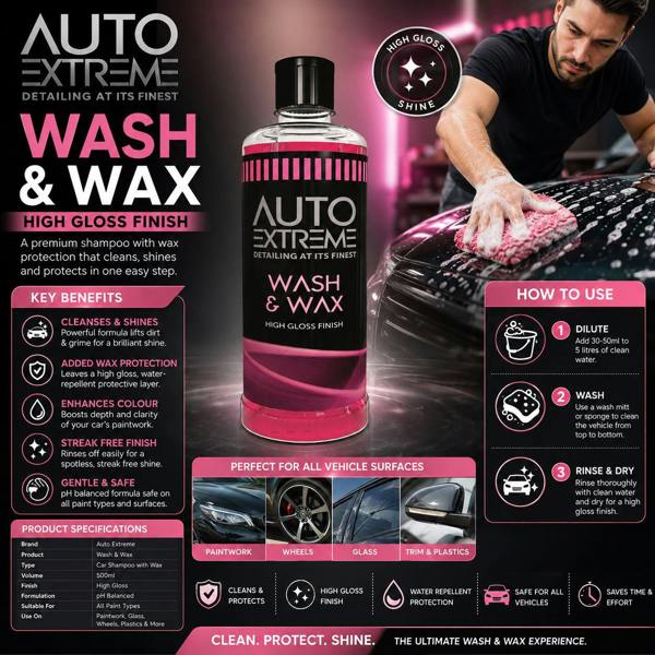 Auto Extreme 4X - Auto Extreme Wash & Wax Car Shampoo 800ml