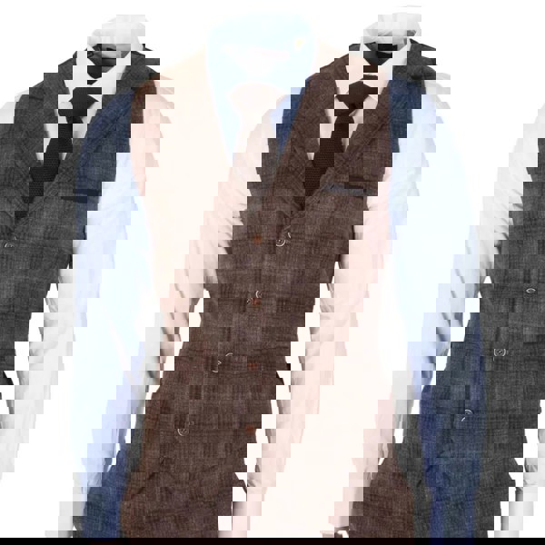 TruClothing TP-31 - Men's Brown Tweed Check 3 Piece Suit