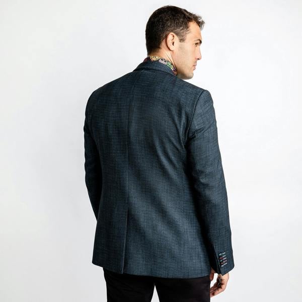 WASHED DENIM EFFECT SPORTS BLAZER - Premium Men's Patterned Shirt by Claudio Lugli | Bold Design, Tailored Fit, Best Printed Shirts