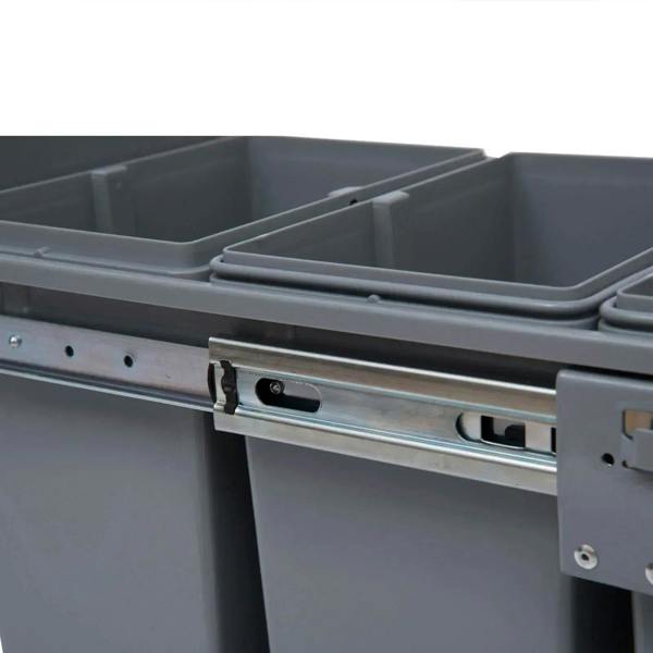 Grey sliding rail and brackets for pull-out recycling bins