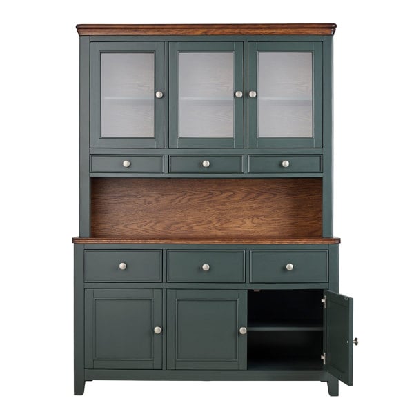 Statement Furniture Queensbury Large Triple Dresser, Three Door Display Cabinet with Oak Top
