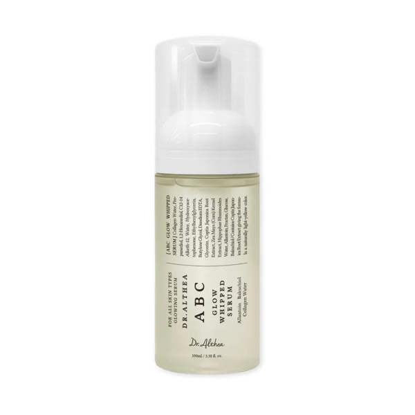 Dr. Althea ABC Glow Whipped Serum – 100ml multi-vitamin serum with Vitamin A, B3, and C derivatives available at Atelier De Glow UK.