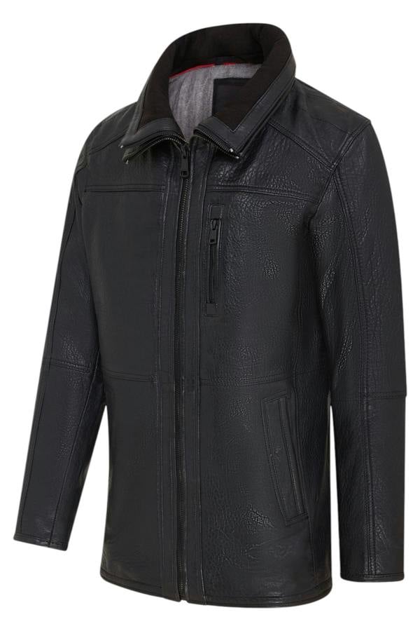 Infinity Leather Mens Warm Mid-Length Leather Biker Coat - Sikander