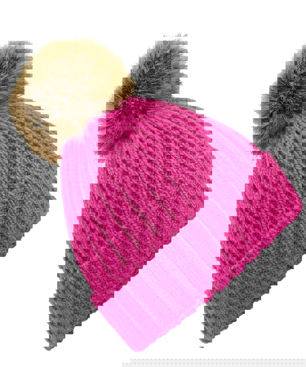 Beechfield Women's Snowfall Rib Knit Acrylic Pom Beanie {BC412}