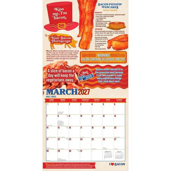 I Love Bacon Calendar 2027, Wall Calendars, Month To View, Lifestyle, Gift